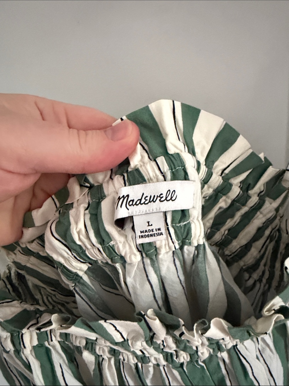 Madewell • Green and White Striped Cotton Tent Maxi Dress (Size L) - Picture 4 of 8